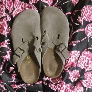 Birkenstock Taupe Suede Mules